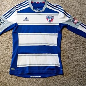 Adidas FC Dallas Blue and White Striped Jersey
